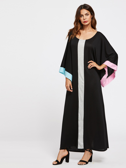 Vestito con maniche kimono e pannello a contrasto