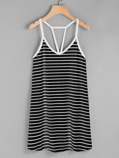 Cami Kleid mit Cutout Träger und Streifen