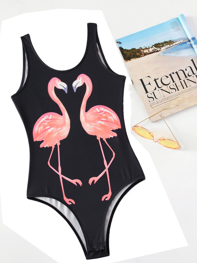 Body dos nu imprimé des flamants