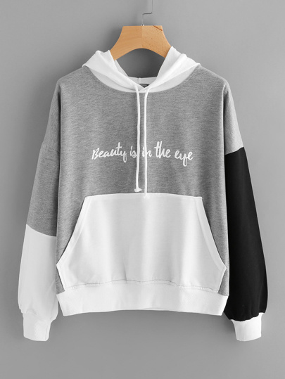 Felpa con cappuccio con stampa di slogan