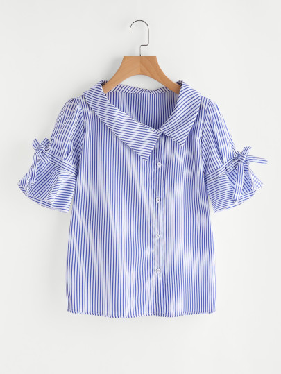 Blusa de rayas verticales con cordones