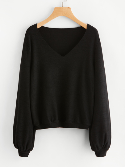 Bishop Sleeve Ribbed Sweatshirt