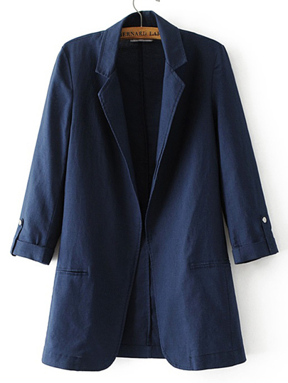 Roll-Up Sleeve Open Front Blazer