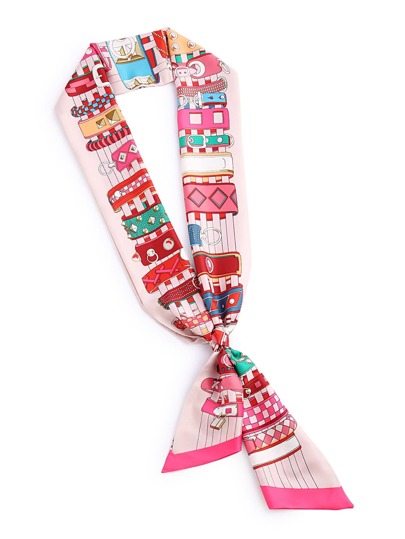 Mixed Print Skinny Scarf