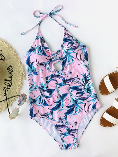 Maillot de bain en forme de grille avant avec un lacet