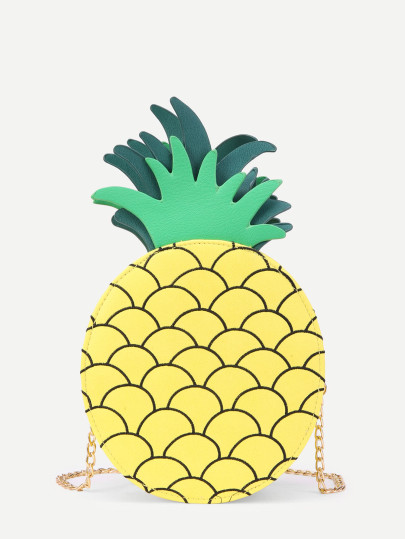 Sac de chaîne rond en PU design de ananas