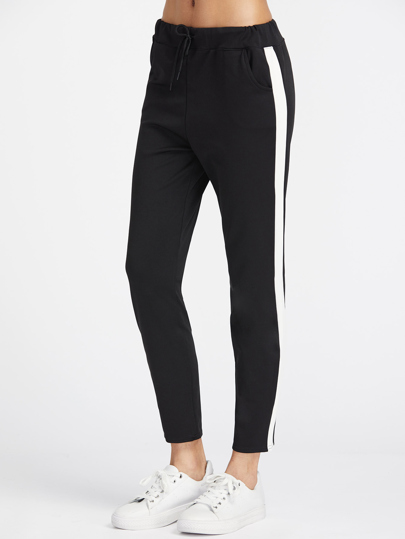 Pantaloni con pannello a contrasto