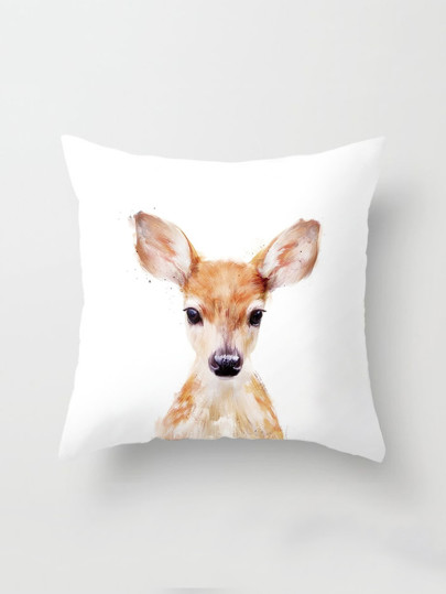 Watercolor Deer Print Cushion Cover