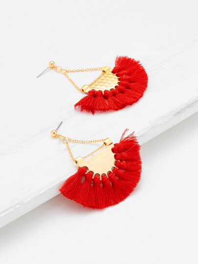 Fan Shaped Tassel Earrings