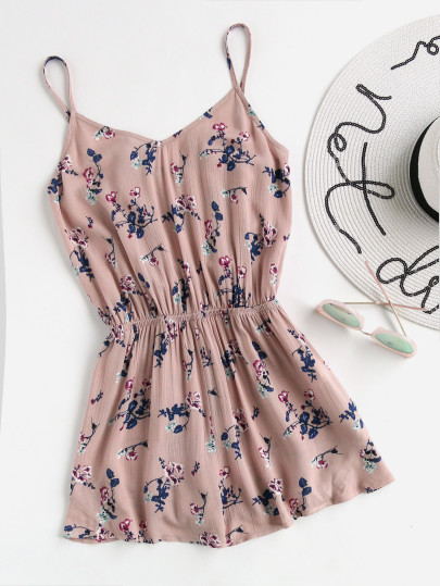 Combinaisons taille élastique imprimé des fleurs