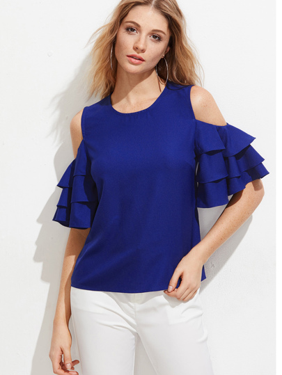 Open Shoulder Layered Bell Sleeve Top
