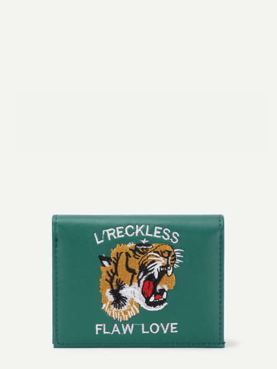 PU Geldbörse mit Tiger und Buchstabe Stickerei