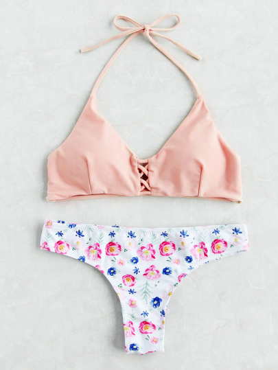 Set di bikini con stampa di calicò