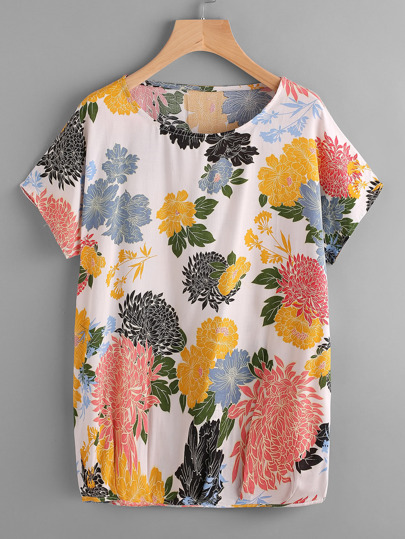Allover Florals Dolman Sleeve Tee