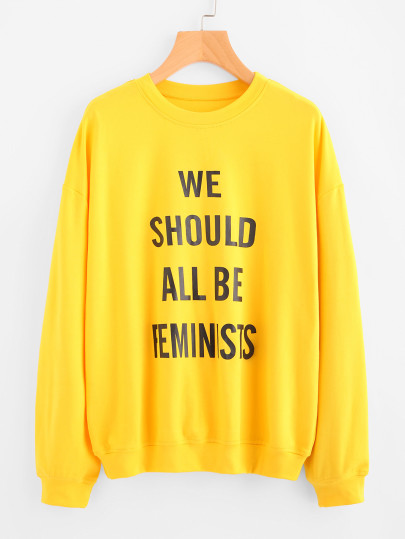 Slogan Print Drop Shoulder Sweatshirt