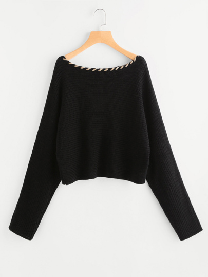 Pull-over dolman col à coudre la fente