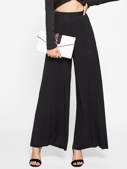 Pantalons jambe large taille élastique