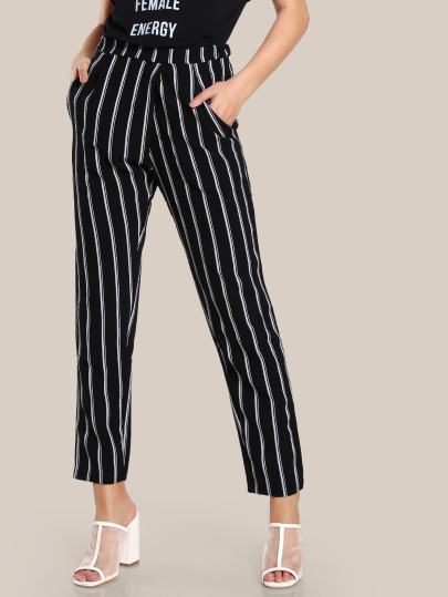 Pantalones a rayas de talle alto