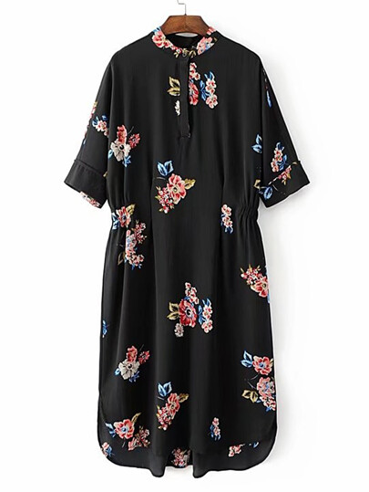 Vestito asimmetrico con stampa floreale