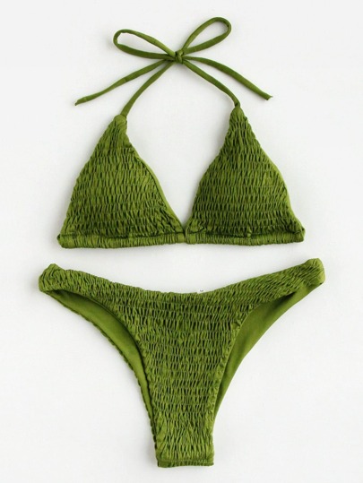 Shirred Triangle Bikini Set