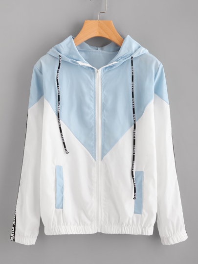 Veste avec zip avec cordon encapuchonné