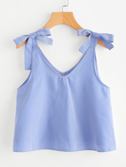 Top de rayas verticales con detalle de lazo