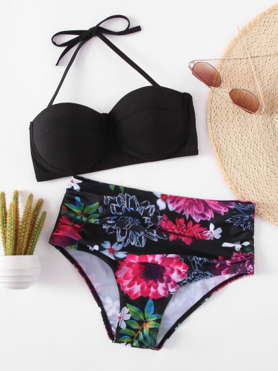 Set biquini con estampado mix and match