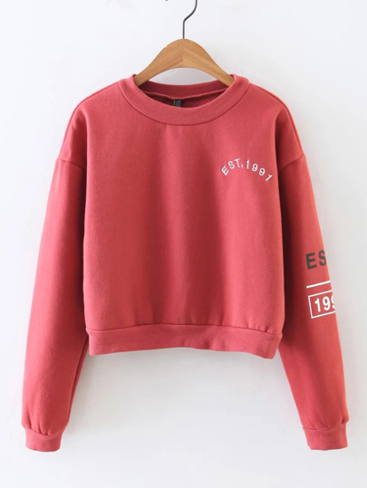 Sweat-shirt brodé des lettres avec la chute de l\'épaule