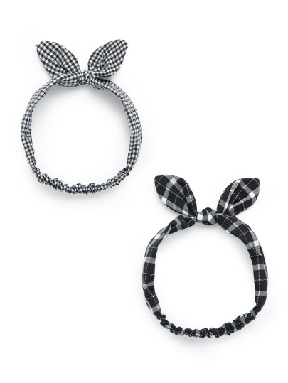 Knotted Bow Plaid Headband 2pcs