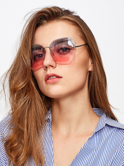 Vieleck Sonnenbrille mit Ombre Linse