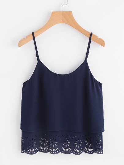 Scallop Laser Cut Layered Cami Top