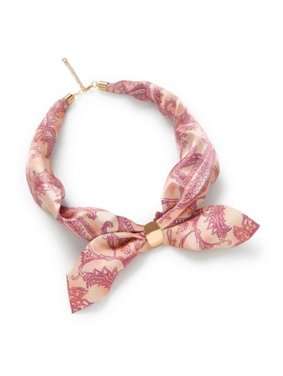 Foulard satin imprimé graphique avec chaîne