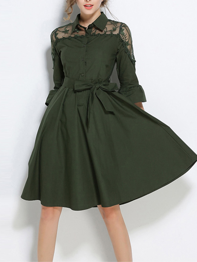 Robe Shirt avec lacet de taille