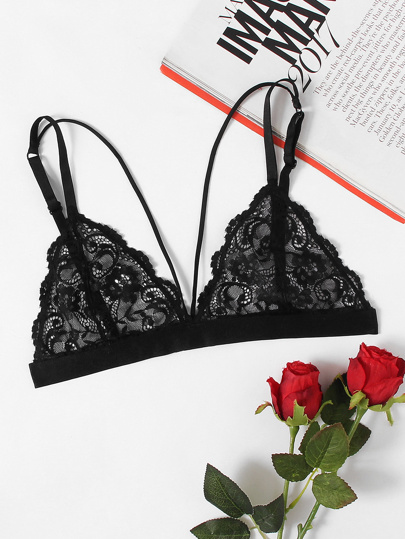 Scalloped Floral Lace Triangle Bralette