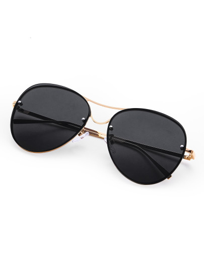 Rimless Double Bridge Aviator Sunglasses