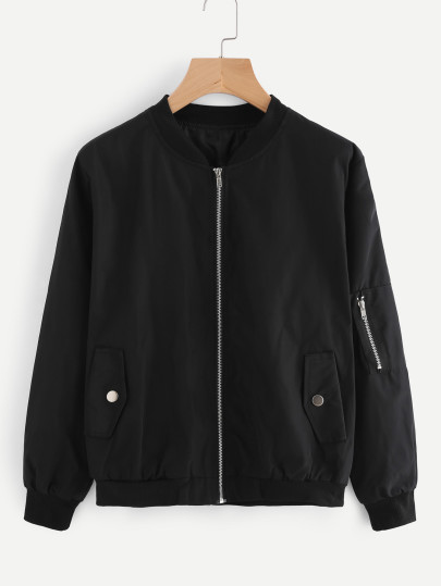 Cazadora bomber ribete de canalé