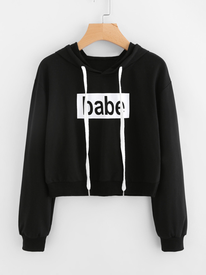 Kapuzenpullover mit Kordelzug und Buchstabe