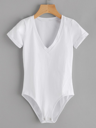 Body avec V col avec ourlet