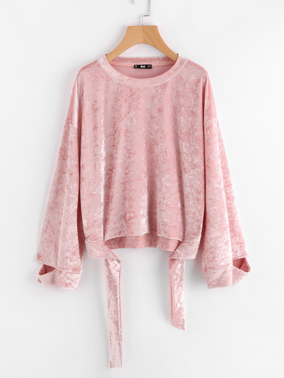 Samt Sweatshirt mit Selbstbindung