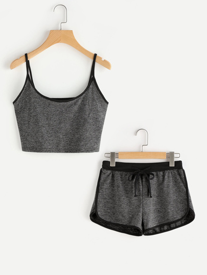 Top à bretelle court avec Shorts avec cordon
