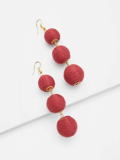 Pom Pom Design Drop Earrings