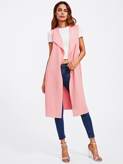 Bow Tie Waist Longline Belted Vest