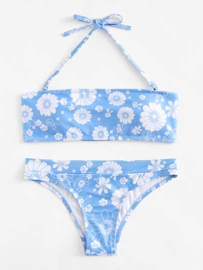 Set di bikini a fascia con stampa di calicò