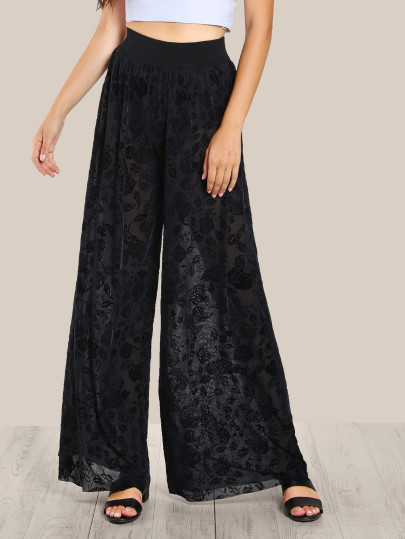Knicker Insert Floral Lace Palazzo Pants