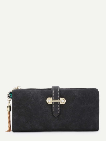 Chain Tassel Detail PU Wallet Set
