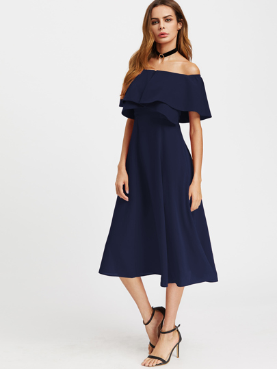Layered Flounce Bardot Dress