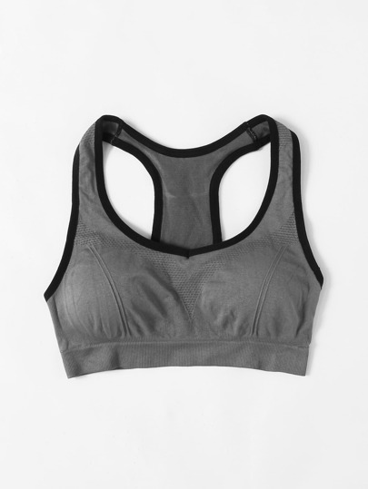 Contrast Piping Racer Back Sports Bra