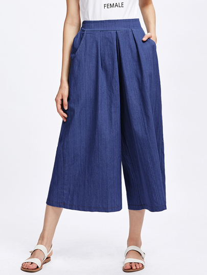 Pantalones con pernera amplia de cambray