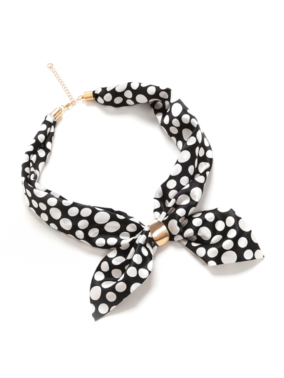 Polka Dot Print Chain Linked Satin Neckerchief