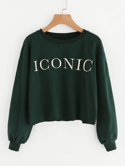 Pearl Pin Detail Raw Hem Embroidered Pullover